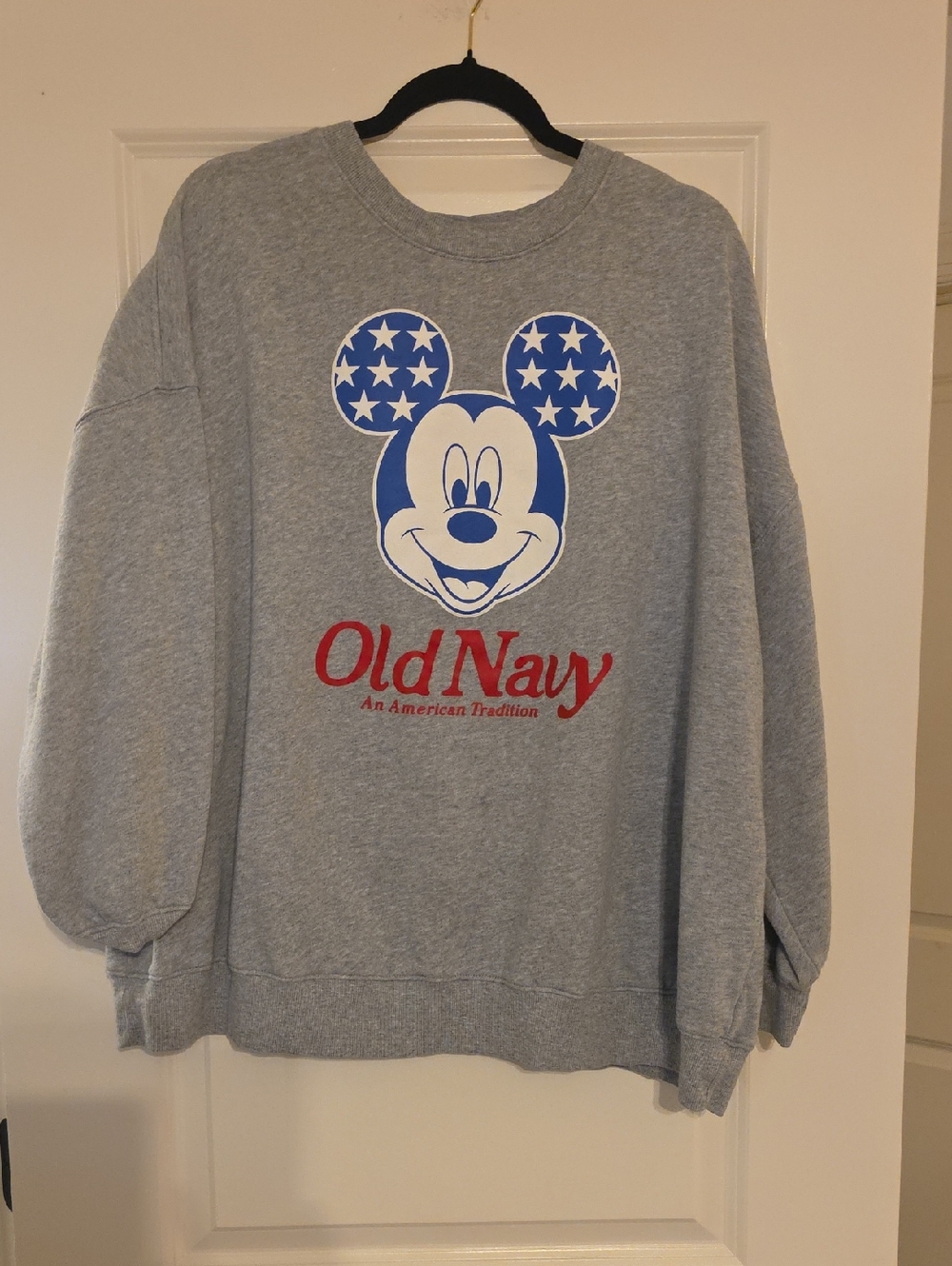 Old NavyXDISNEY  Gray Crewneck Sweatshirt with Blue & Red Mickey Graphic NWOT